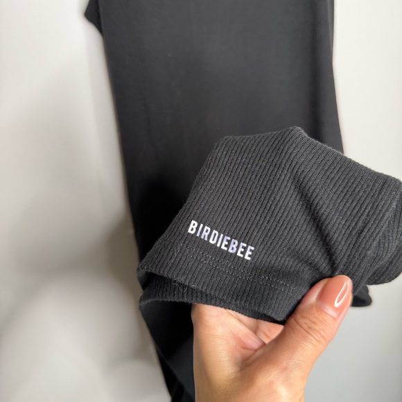 H11 Birdiebee‎ Rib Knit Slit Black Sleeves Dress - Picture 6 of 8